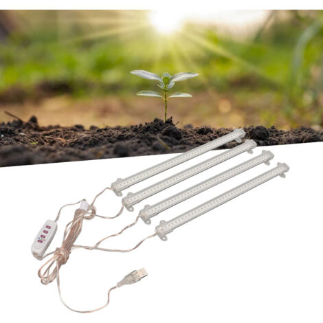 4-armige USB-LED-Pflanzenlampe mit Timerfunktion und einstellbarer Helligkeit für Zimmerpflanzen und Sukkulenten – 168 LEDs – Vollspektrum – 4000 K