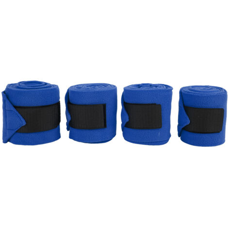 4 bandes auto-adhésives double face en polaire pour chevaux, idéales pour l'entraînement et l'exercice - Bleu