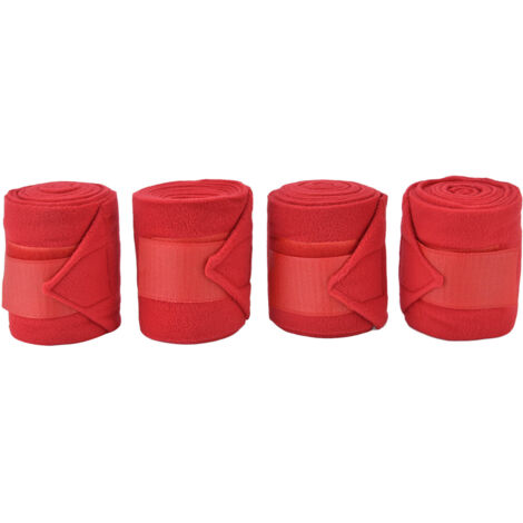 4 bandes auto-adhésives respirantes pour jambes de chevaux et vaches, résistantes à l'usure, couleur rouge - 4 pièces