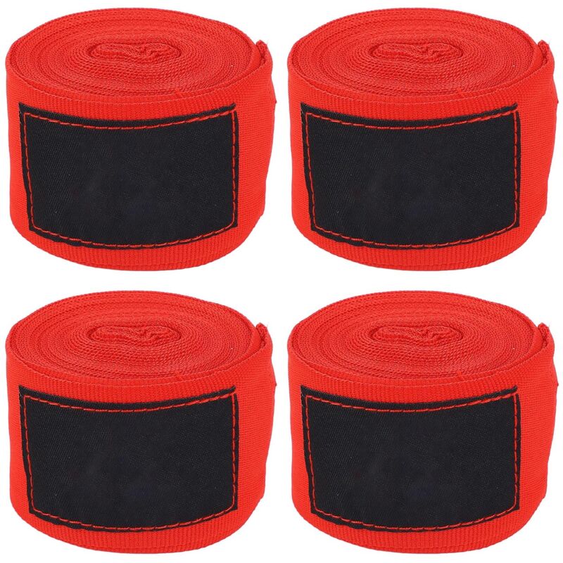 4 bandes de boxe élastiques 5m respirantes pour MMA, hommes et femmes, rouge - lot de 4