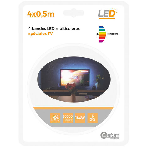4 bandes led tv 2X50 cm Réglable avec télécommande prise usb 14,4W