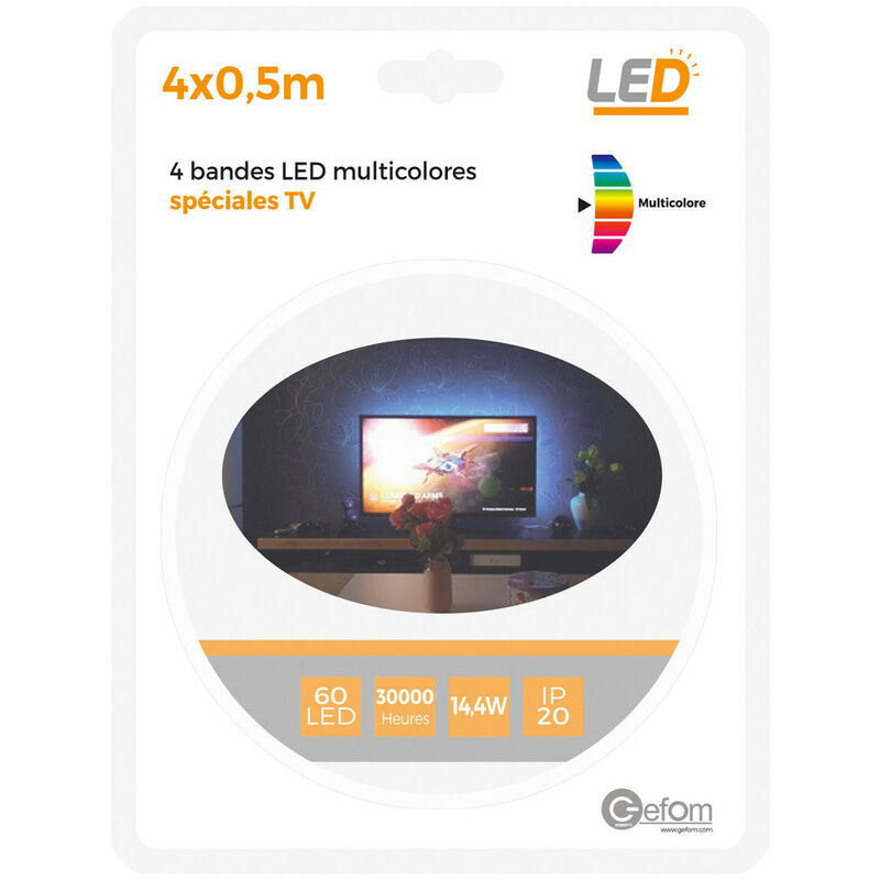 4 bandes led tv 2X50 cm Réglable avec télécommande prise usb 14,4W