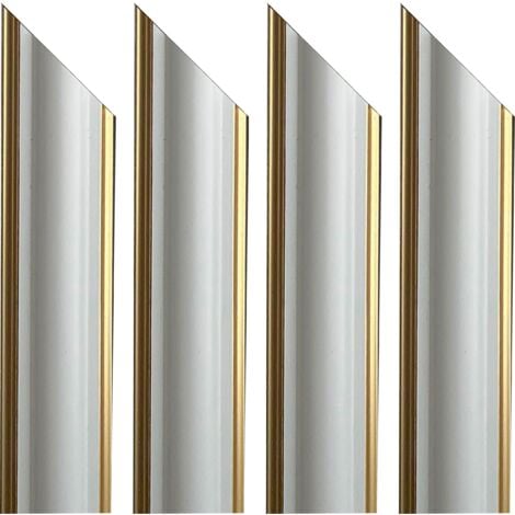 4 barre intere PRETAGLIATE AD ANGOLO per Bugna Boiserie in polimeri linea GOLD (doppio filo oro) ral 9010 varie dimensioni-4 barre da 50cm