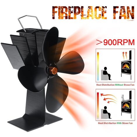 4 Blade Aluminum Chimney Fan Powered By The Heat ecological economy Fan Of Fuel Wood Burner Cleaning Logs Hot Winter Mohoo