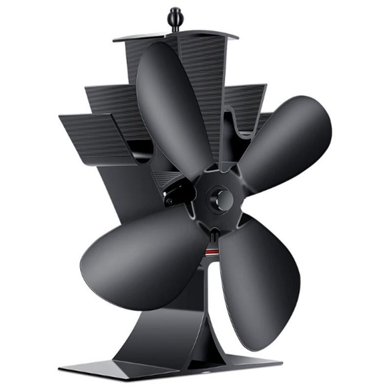 Asupermall - 4 Blades Stove Fan Quiet Heat Powered Stove Fan Anodized Alumina Stove Fan for Wood Log Burner Fireplace