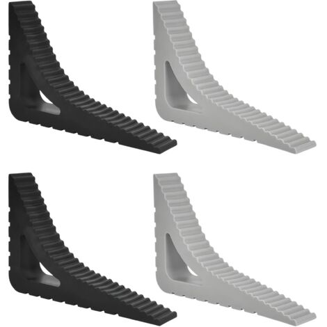 4 Blancopièces Cale Porte Sol, Antidérapant Cale Porte Caoutchouc, Triangulaire Bloc Portes Securite Caoutchouc, Noir et Gris Arrêts de Portes, pour Maison, Bureau, Hôtel