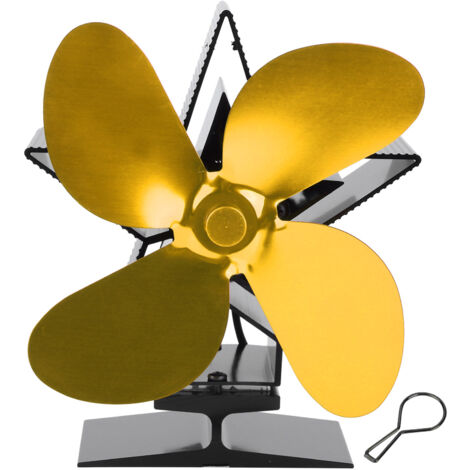 4-Blatt-Wärmeventilator für Holzöfen zur Wärmeverteilung – Gold-Zubehör