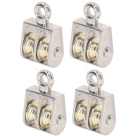 4 Blocs à Poulie Double 100KG 220LBS Roulement Alliage Zinc Grue Levage Poulie Rouleau Double