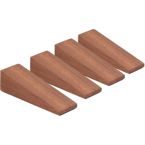 4 Blocs de Porte en Bois Brun Foncé, Forme Triangulaire Antidérapante pour Chambre, Salon, Salle de Bain