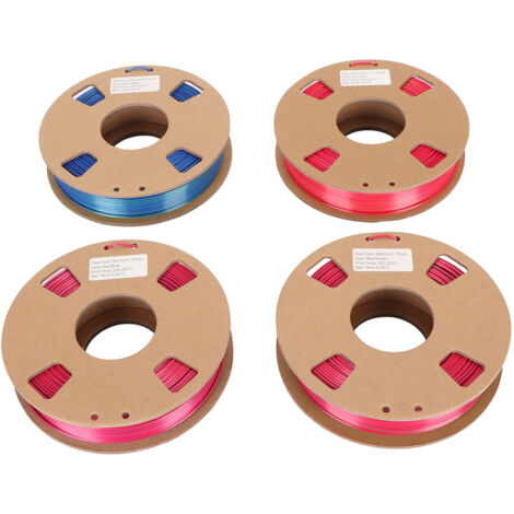 4 Bobines Filament PLA Bicolore Soie 1.75mm Rouge-Or Rouge-Vert Rouge-Bleu Bleu-Vert Lot Filament Imprimante 3D