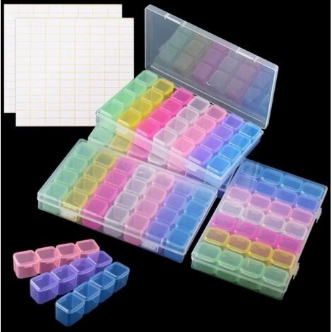 4 Boîte Broderie Diamant Painting Perles Boîte De Rangement, Avec 28 Compartiments Coloré, Boite Plastique De Rangement
