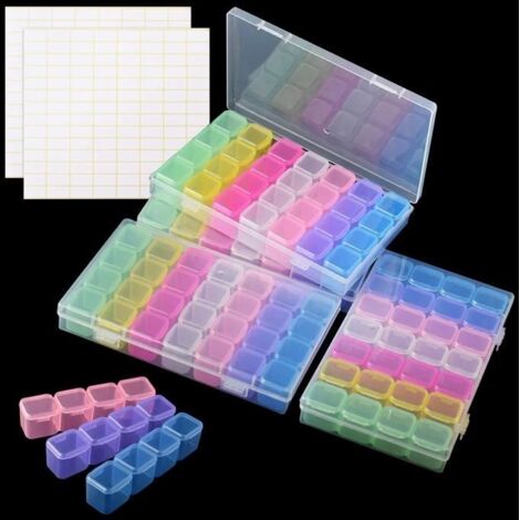 4 Boîte Broderie Diamant Painting Perles Boîte De Rangement, Avec 28 Compartiments Coloré, Boite Plastique De Rangement