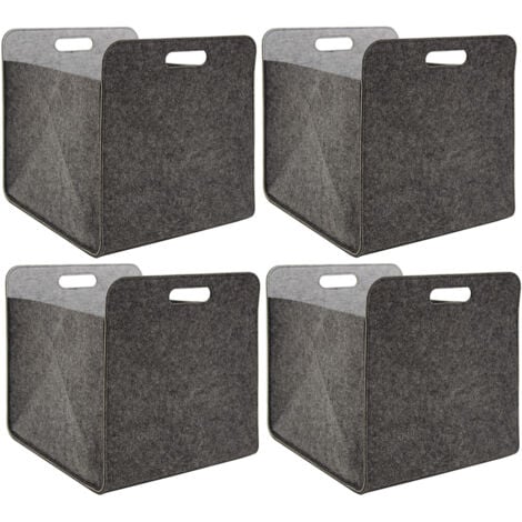 4 Boîtes de Rangement Feutre 33x33x38cm Kallax Panier Feutrine Étagère Ikea Gris