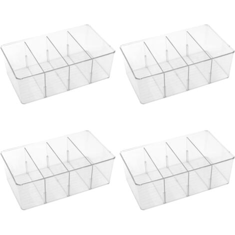 4 boîtes de rangement plastique avec séparateurs et couvercles, cuisine, réfrigérateur