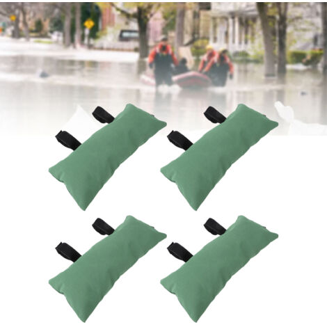4 bolsas reutilizables y reforzadas de protección contra inundaciones con cremallera, sacos de arena para puertas y ventanas, protección contra inundaciones, color verde.