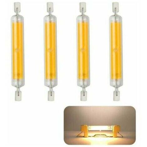 4 bombillas LED R7s de 118 mm, 20 W, 230 V, regulables, COB, luz blanca cálida (3000 K), 1600 lm, ángulo de haz de 360°, equivalente a una lámpara halógena de 160 W.
