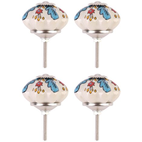 4 boutons de porte en céramique à motif floral vintage, poignées de porte, tiroirs et placards (1)