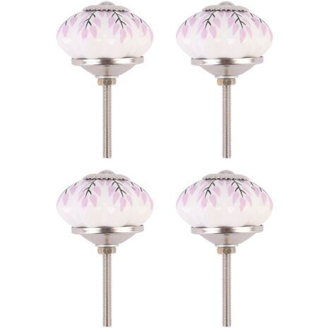4 boutons de porte en céramique à motif floral vintage, poignées de porte, tiroirs et placards (3)