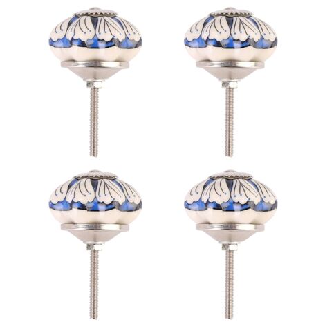 4 boutons de porte en céramique à motif floral vintage, poignées de porte, tiroirs et placards (9)