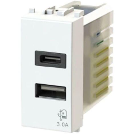4 box usb socket avec connecteur type c et type a 3.0a pour bticino livinglight blanc 4b.n.usb.30