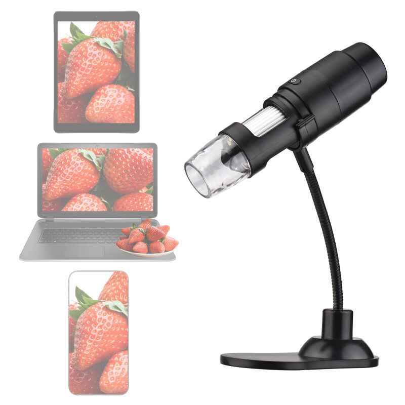 LIFCAUSAL Microscope Numérique WiFi 1000X W03 Loupe Électronique Sans Fil avec 8 LEDs, Support Flexible, Compatible Smartphones Idéal Étudiants et