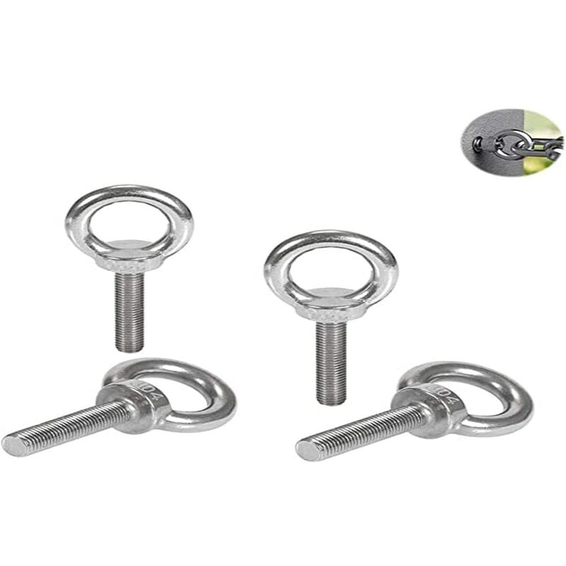 Image of 4 bulloni ad anello in acciaio inox, M8, filettati, per attrezzature di sollevamento