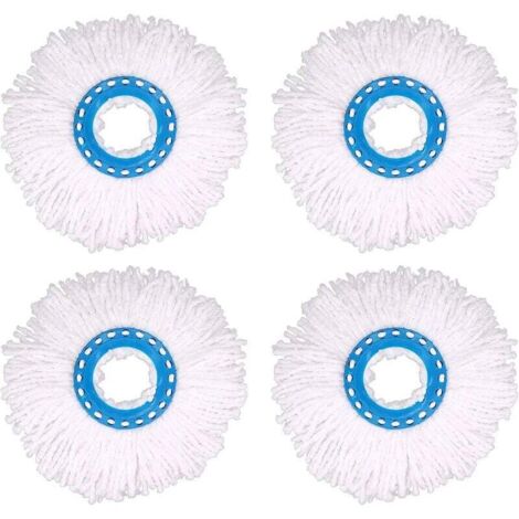 4 cabezales de repuesto de microfibra para fregona, redondos, con rotación de 360 grados para limpieza de suelos (diámetro de 16 cm)