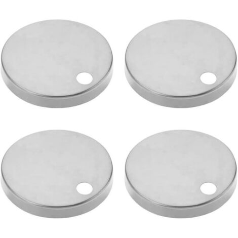 4 - Cache Charnière - Abattant WC - Fixation Décorative - Acier Inoxydable - Pour Siège De Toilette - Argent - 60x8,5mm
