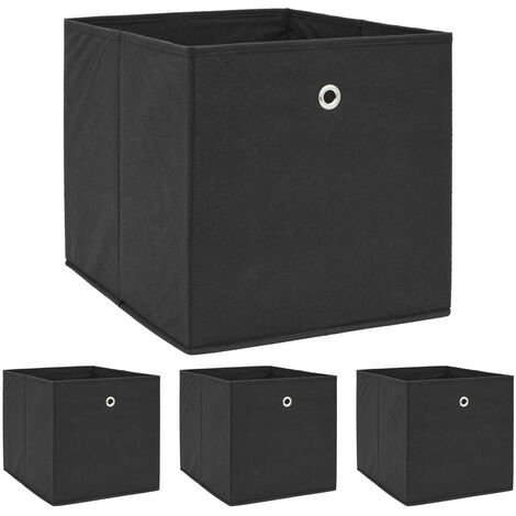 4 Cajas de Almacenamiento para Kallax 33x38x33 Cestas de Tela Asa Cubo Plegable - schwarz