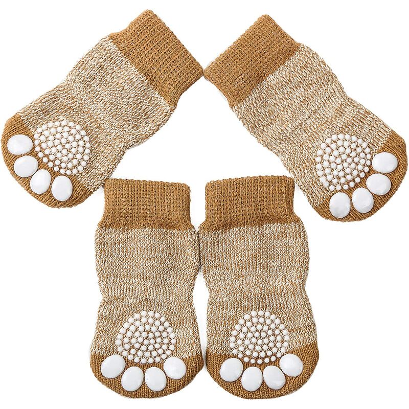 

4 calcetines antideslizantes para perros y gatos con control de tracción para uso en interiores, calcetines para perros y gatos para perros y gatos