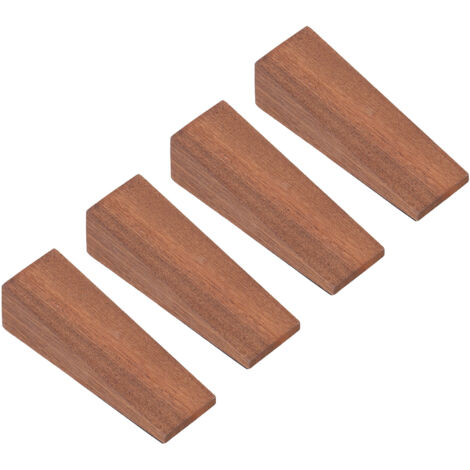 4 Cales de Porte en Bois Massif Brun Foncé, Forme Triangle Antidérapante pour Intérieur Chambre à Coucher Salon Salle de Bain