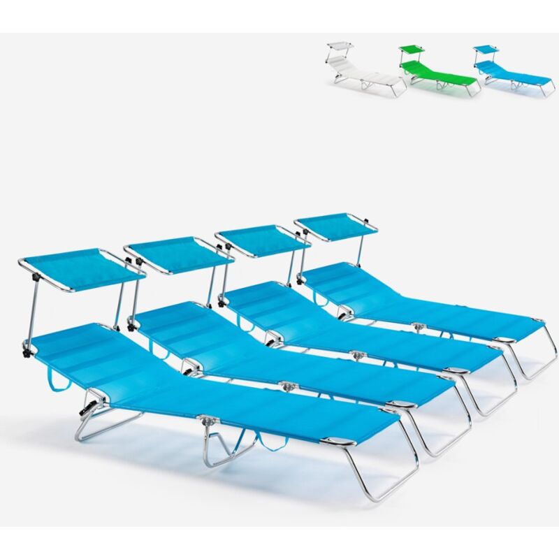 

4 tumbonas hamacas de mar de aluminio plegable Cancun | Azul Marino