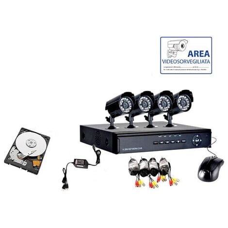 HOUSECURITY 4 CAMERA INFRAROUGE HD320 + DVR + ALIMENTATION + CABLES