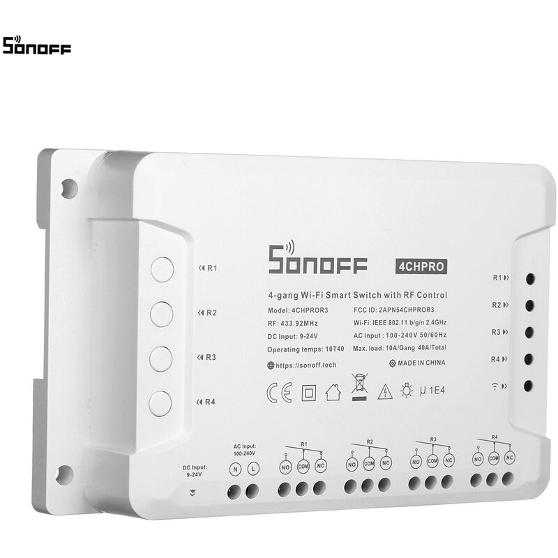 

Sonoff - 4 canales Pro R3 4-Band WiFi Smart Switch con control RF 4 Camino Home Automation Modulo de Conmutacion compatible con Alexa Pagina