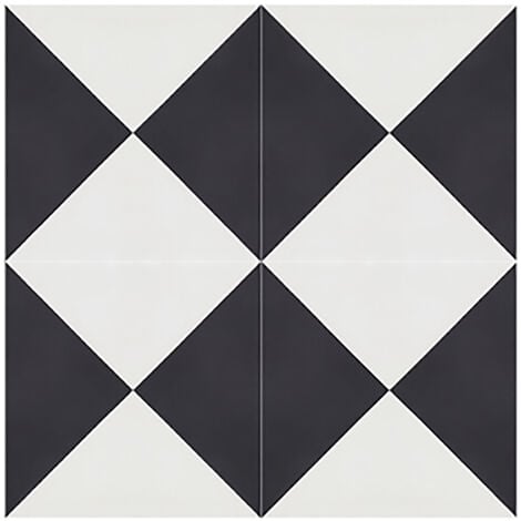 4 Carreaux de ciment véritable 0,16m2 / Carreaux de ciment artisanaux coloris noir/blanc pour sol et mur - l.20 x L.20cm -PEGANE-