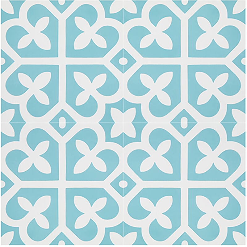 4 Carreaux de ciment véritable 0,16m2 / Carreaux de ciment artisanaux coloris bleu pour sol et mur - l.20 x L.20 cm Pegane