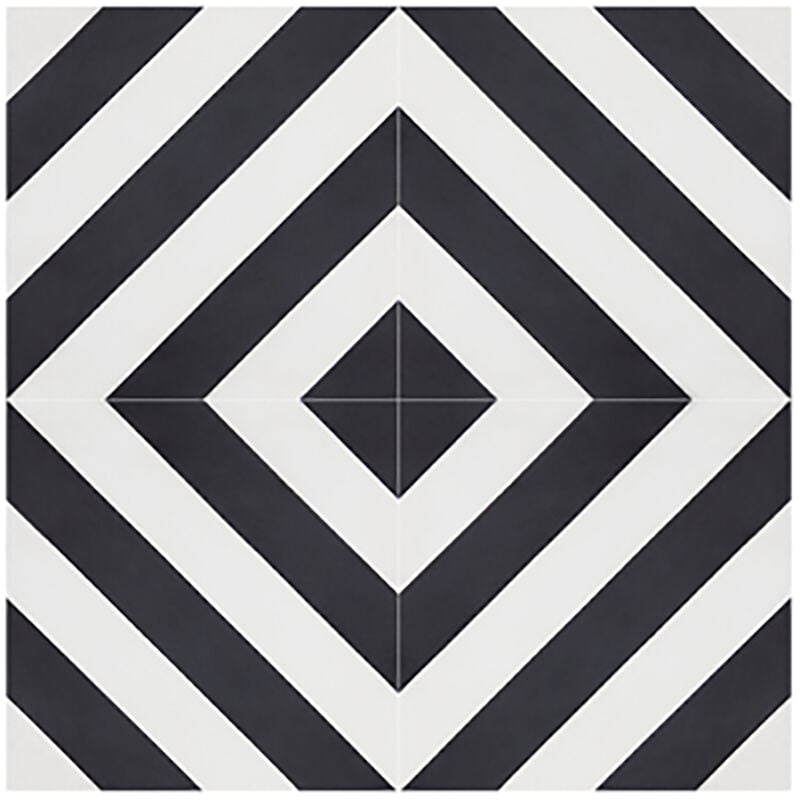 4 Carreaux de ciment véritable 0,16m2 / Carreaux de ciment artisanaux coloris noir/blanc pour sol et mur - l.20 x L.20 cm Pegane