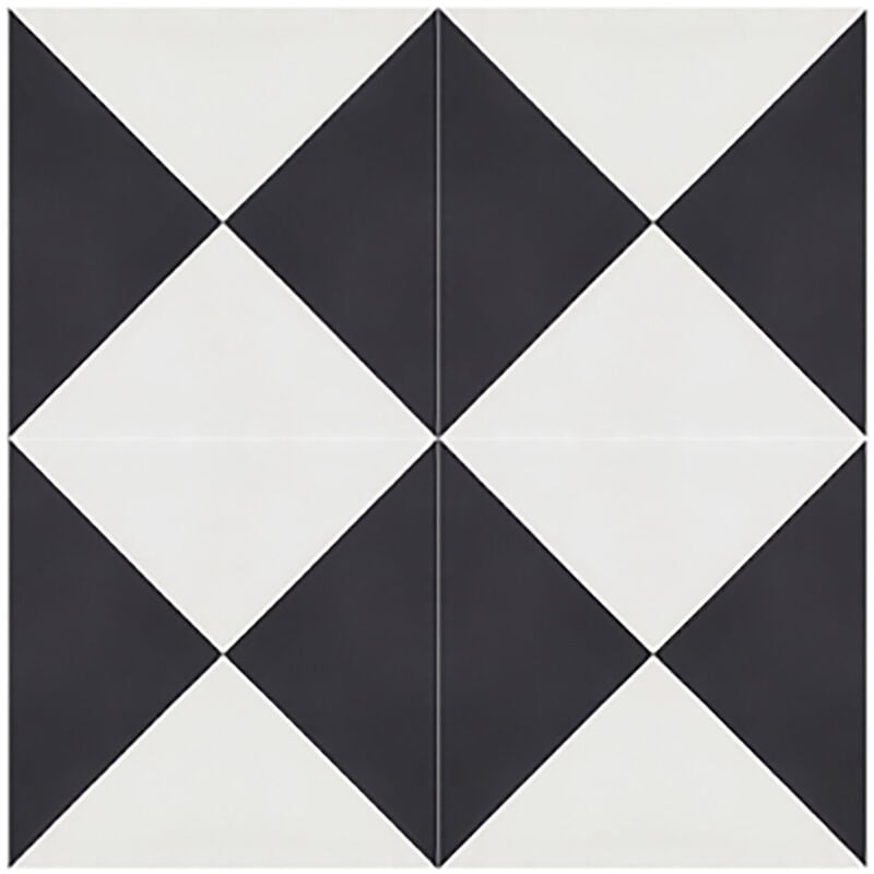 4 Carreaux de ciment véritable 0,16m2 / Carreaux de ciment artisanaux coloris noir/blanc pour sol et mur - l.20 x L.20cm Pegane