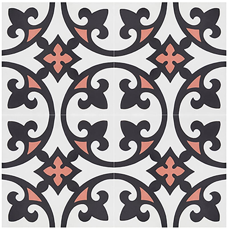 4 Carreaux de ciment véritable 0,16m2 / Carreaux de ciment artisanaux Multicolore pour sol et mur - l.20 x L.20 cm -PEGANE-