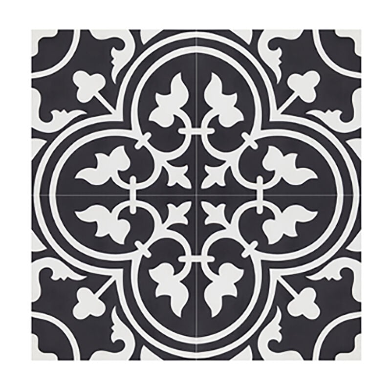 4 Carreaux de ciment véritable 0,16m2 / Carreaux de ciment artisanaux pour sol et mur coloris noir - l.20 x L.20 cm Pegane