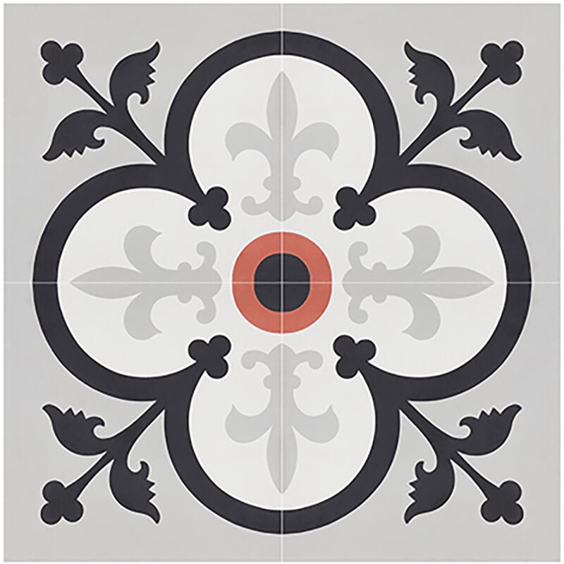 4 Carreaux de ciment véritable 0,16m2 / Carreaux de ciment artisanaux pour sol et mur multicolore - l.20 x L.20cm Pegane