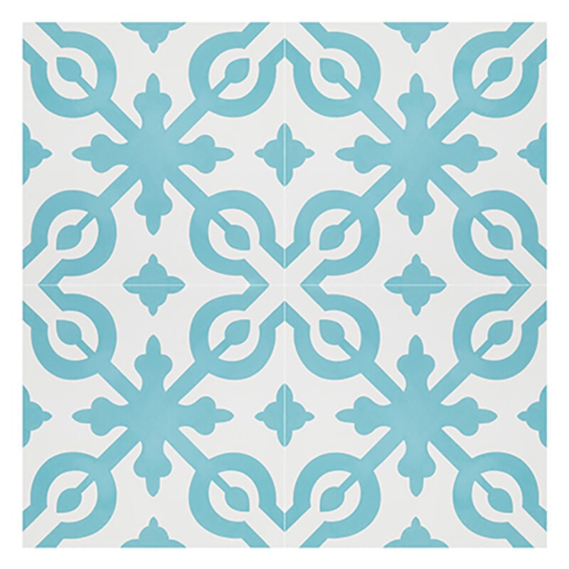 4 Carreaux de ciment véritable 0,16m2 / Carreaux de ciment artisanaux coloris Bleu pour sol et mur - l.20 x L.20 cm Pegane