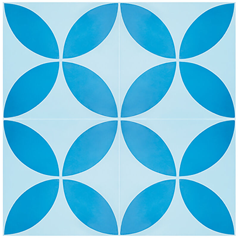 4 Carreaux de ciment véritable 0,16m2/ Carreaux de ciment artisanaux coloris Bleu pour sol et mur - l.20 x L.20cm Pegane