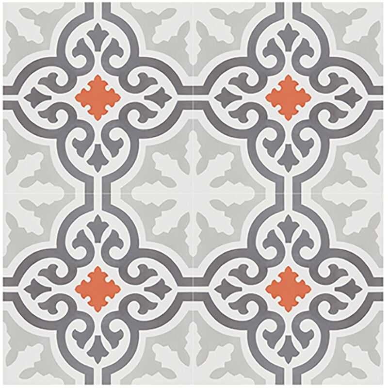 4 Carreaux de ciment hydraulique 0,16m2 / Carreaux de ciment artisanaux pour sol et mur multicolore - l.20 x L.20 cm Pegane