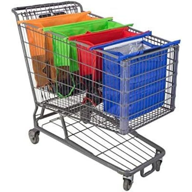 Image of bolsas para carrito Bolsa de compra plegable compatible con todos los carritos de compra estándar