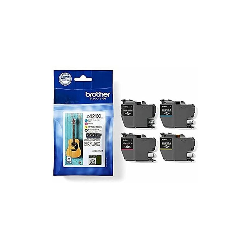 BROTHER LC421XLVAL, Pack de 4 Cartouches d`encre tranparentes Originales, Haute capacité, Noir, Cyan, Magenta,