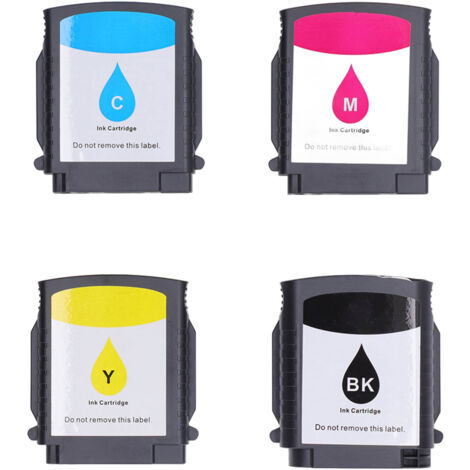 4 Cartouches d'Encre Noir Combo Set BK C M Y - Recharge pour Imprimantes Officejet Pro 8000, 8500, 8500A