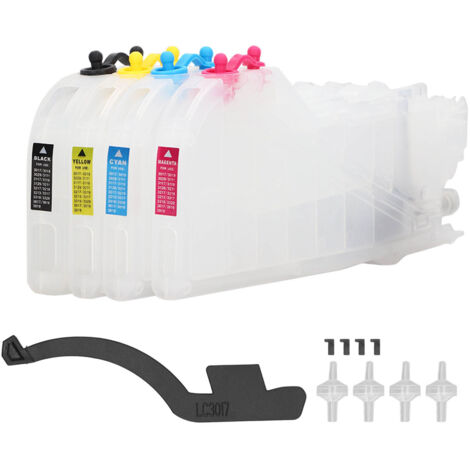 4 Cartouches d'Encre Vides Rechargeables et Allongées pour Imprimante, Modèle LC3111