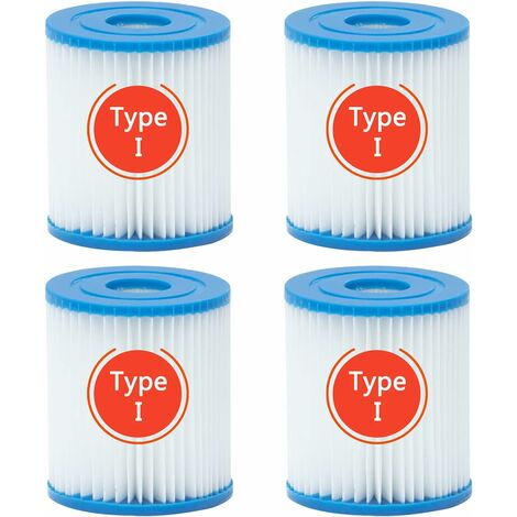 4 cartuchos de filtro de piscina tipo I para bomba de piscina Bestway, cartucho de filtro tipo I, 58093 filtros de filtro de piscina inflables, fácil instalación, para limpieza de tuberías