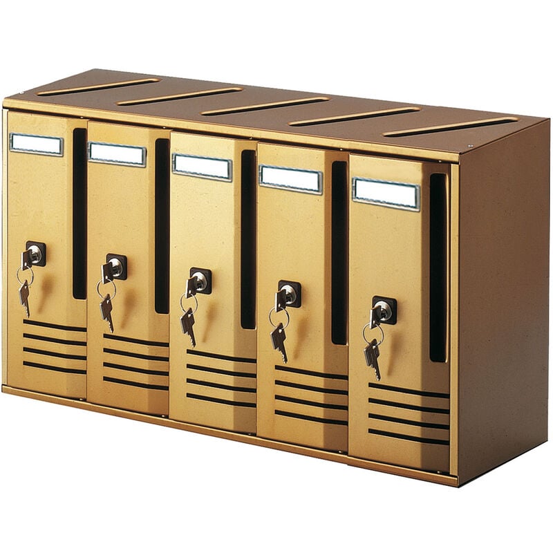 Alubox - boîte aux lettres de copropriété mod. cube en aluminium couleur bronze 5 places